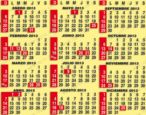 Feriados Tur&iacute;sticos 2013